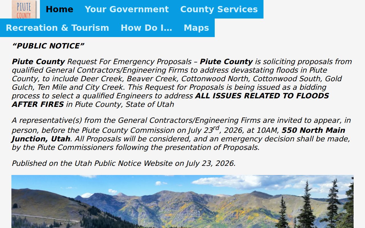 Piute County most wanted information, official county government home page