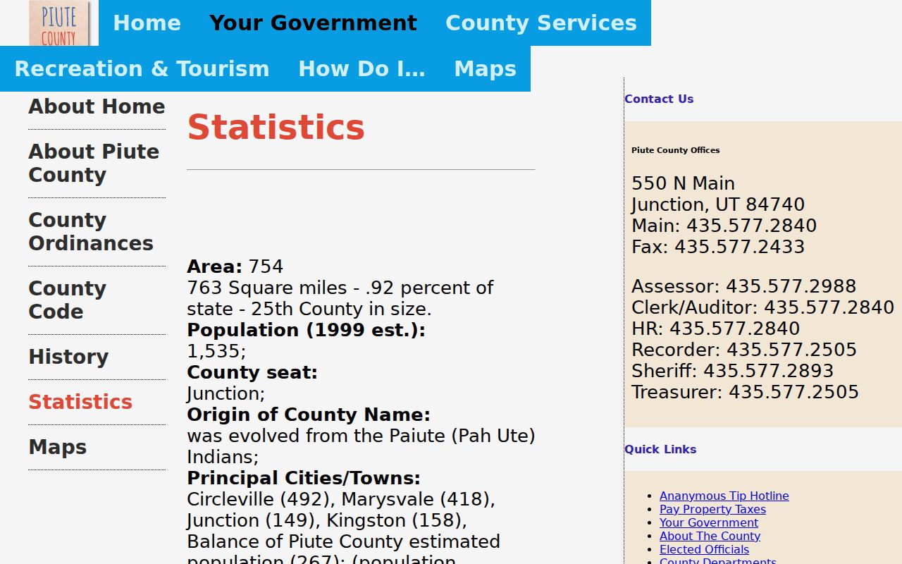 Piute County warrant records, county statistics page used for local context